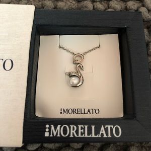 Morellato Silver White Pearl Diamond Swan Necklace